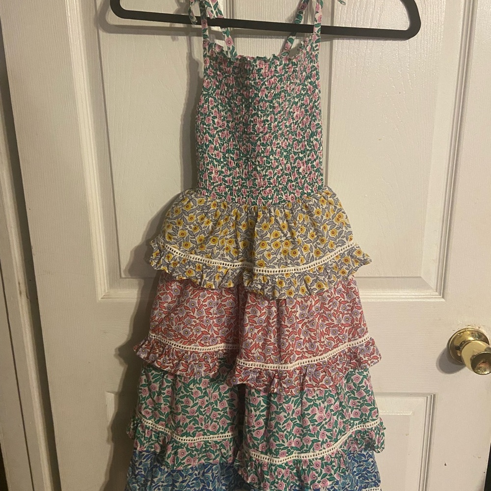 EUC Girls Mini Boden Spring Ruffled Floral Dress Sz 8-9yrs .  Gorgeous